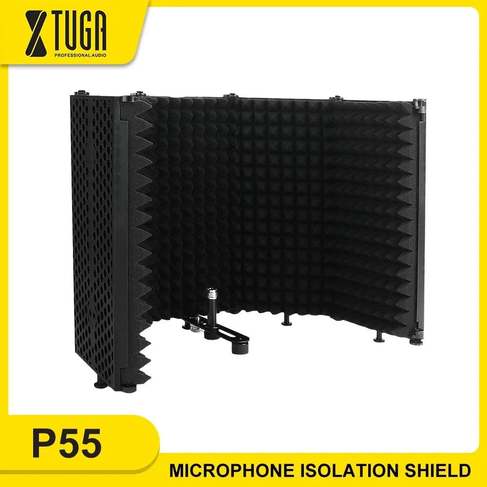 Xtuga Foldable Microphone Isolation Shield with High-Density Sound Absorbing Foam & Non-Slip Feet