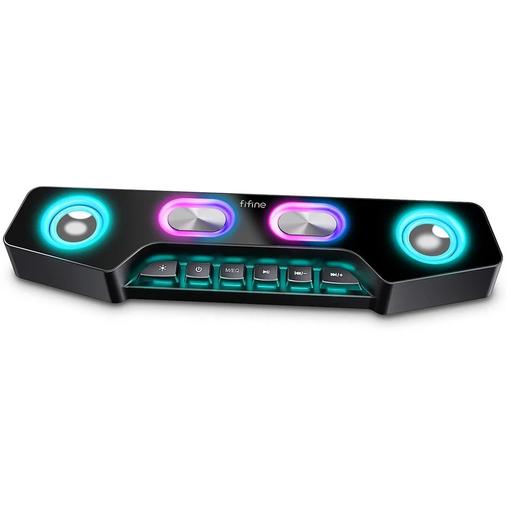 Fifine AmpliGame A16 RGB Bluetooth Wireless Gaming Speaker with Aux-in & USB Power for PC, Laptop & Phones