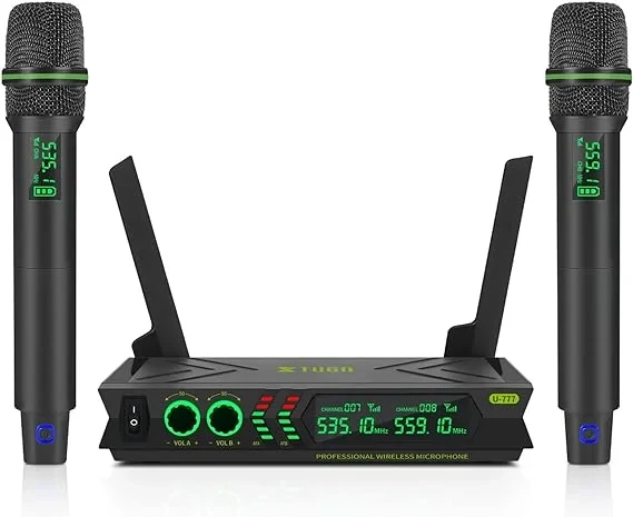 Xtuga U777 Dual Cordless Dynamic Handheld Wireless Microphone System