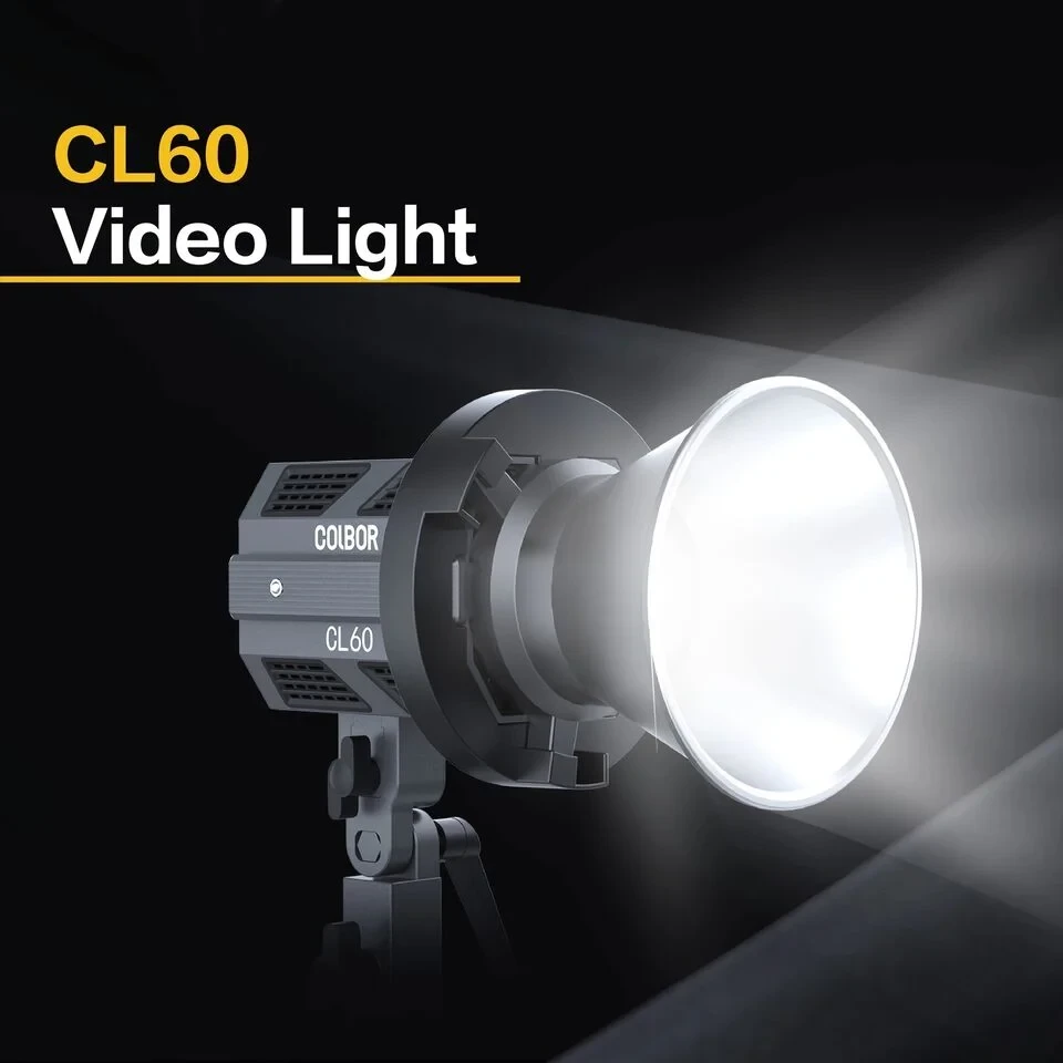 Colbor CL60 COB Video Light – 65W Power, 2700K to 6500K, CRI 97+, Only 550g